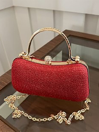 レッド ラインストーン ロック クロスボディバッグ 絶妙なパーティーハンドバッグ チェーン付き 女性用 2025