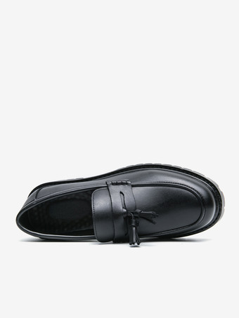 メンズ タッセルローファー プラットフォーム プラスサイズ グリッド スリッポン PU ローファー シューズ 結婚式 プロム用