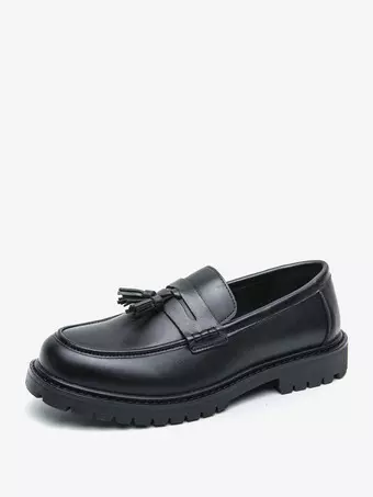 Herren Loafer mit Quaste Plateau Übergröße Gitter Slip-On PU