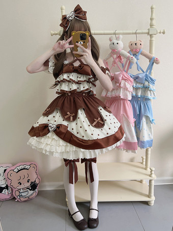 スイートロリータドレス ポリエステル ノースリーブ スイートジャンパー ロリータドレス