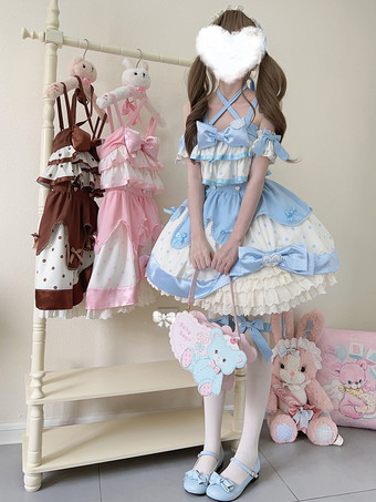 スイートロリータドレス ポリエステル ノースリーブ スイートジャンパー ロリータドレス