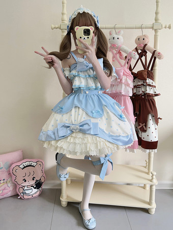 スイートロリータドレス ポリエステル ノースリーブ スイートジャンパー ロリータドレス