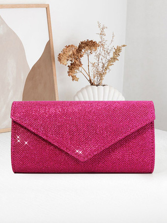 ローズレッドチェーン付きショルダーバッグ 光沢のあるイブニングハンドバッグ 女性用 2025