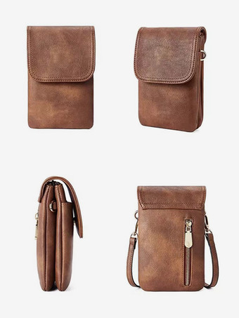 フェイクレザー 携帯バッグ 調節可能なショルダーストラップ クロスボディバッグ 女性用 2025