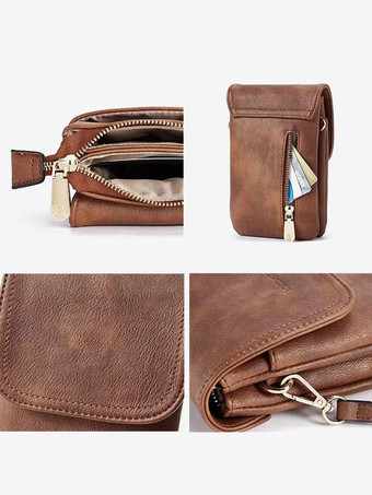 フェイクレザー 携帯バッグ 調節可能なショルダーストラップ クロスボディバッグ 女性用 2025