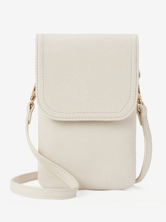 ホワイト フェイクレザー 携帯バッグ 調節可能なショルダーストラップ クロスボディバッグ 女性用 2025