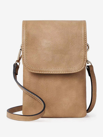 ラクダ色 フェイクレザー 携帯バッグ 調節可能なショルダーストラップ クロスボディバッグ 女性用 2025