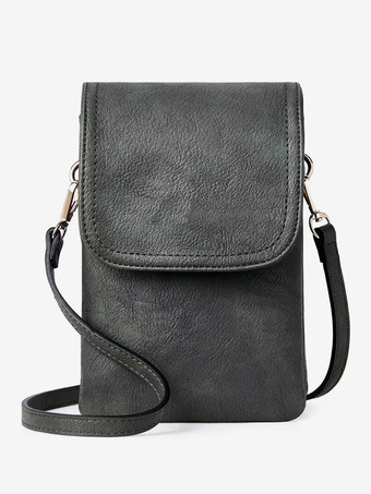 ブラック フェイクレザー 携帯バッグ 調節可能なショルダーストラップ クロスボディバッグ 女性用 2025