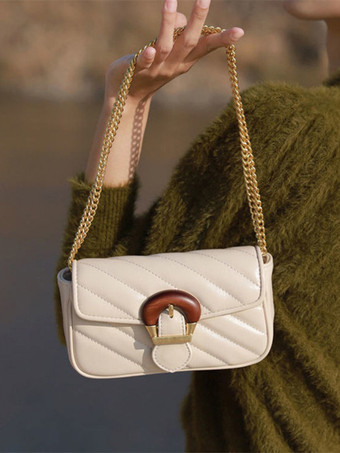 チェーン付きクロスボディバッグ スクエアフラップバッグ レディース 2025