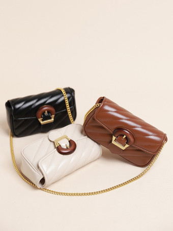 チェーン付きクロスボディバッグ スクエアフラップバッグ レディース 2025