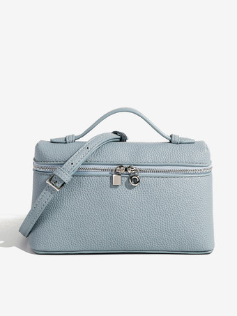 ライトスカイブルーフェイクレザー ボックスバッグ スクエア クロスボディバッグ レディース 2025