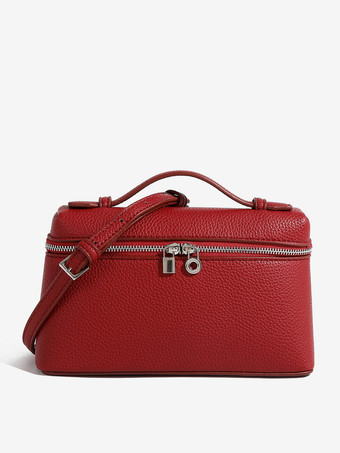 レッド フェイクレザー ボックスバッグ スクエア クロスボディバッグ レディース 2025