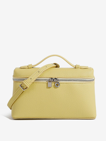 イエローフェイクレザー ボックスバッグ スクエア クロスボディバッグ レディース 2025