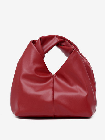 ワインレッド フェイクレザー ホーボーバッグ クラウドハンドバッグ 女性用 2025