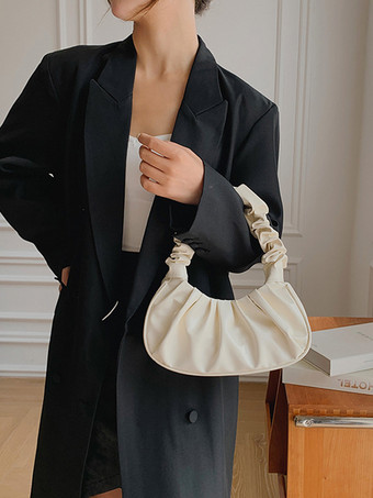 プリーツクラウドバッグ フェイクレザーハンドバッグ レディース 2025