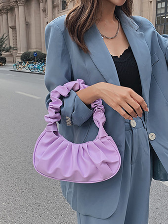 プリーツクラウドバッグ フェイクレザーハンドバッグ レディース 2025