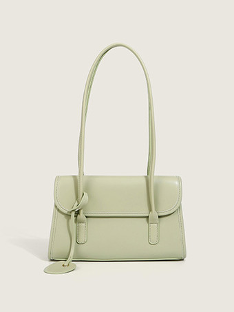 ライトグリーン フェイクレザー バゲットバッグ スリム ショルダーバッグ レディース 2025