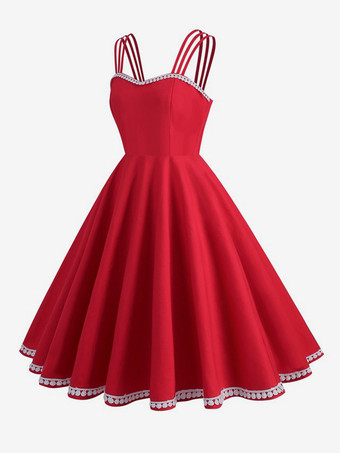 エレガントなヴィンテージドレス ノースリーブ 1950 年代 オードリー ヘプバーン スタイル A ライン ミディドレス レディース 2026