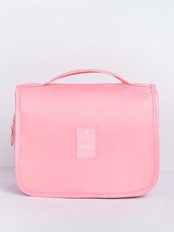 ピンクフック付き防水旅行用収納バッグ 大容量 ポータブル 手持ち式 トイレタリーバッグ 女性用