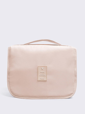 アイボリー フック付き防水旅行用収納バッグ 大容量 ポータブル 手持ち式 トイレタリーバッグ 女性用