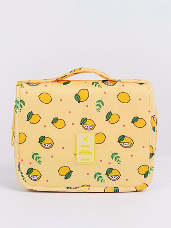 ベージュフック付き防水旅行用収納バッグ 大容量 ポータブル 手持ち式 トイレタリーバッグ 女性用