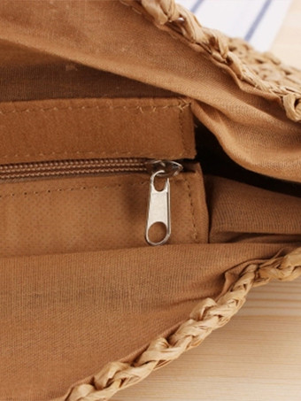 ラウンドトートバッグ ペーパーロープ編み ビーチショルダーバッグ レディース 2025