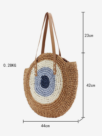 ラウンドトートバッグ ペーパーロープ編み ビーチショルダーバッグ レディース 2025