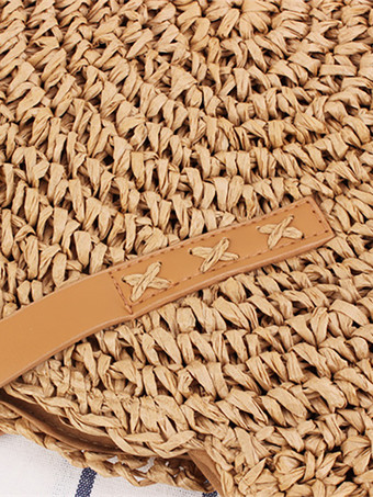 ラウンド中空ショルダーバッグ ペーパーロープ編み ビーチバッグ 女性用 2025