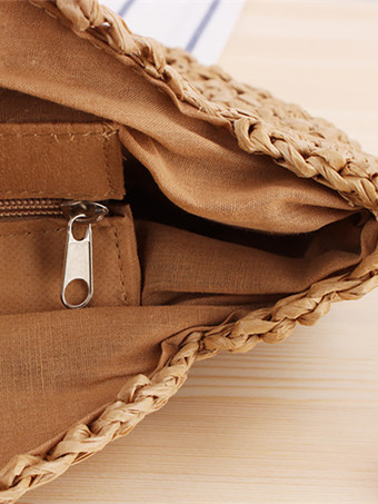 ラウンド中空ショルダーバッグ ペーパーロープ編み ビーチバッグ 女性用 2025