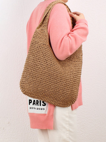 Sac à bandoulière tissé en corde de papier Sac de plage de grande capacité pour femme 2025