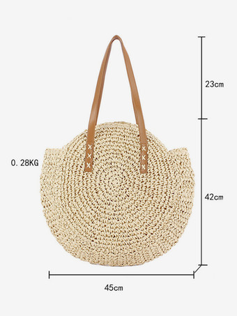 ラウンドショルダーバッグ ペーパーロープ編み ビーチバッグ レディース 2025