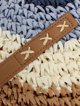 ラウンドトートバッグ ペーパーロープ編み ビーチショルダーバッグ レディース 2025