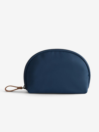 ダークネイビーシェル型ナイロンコスメバッグ 防水メイクアップ収納バッグ 女性用 2025