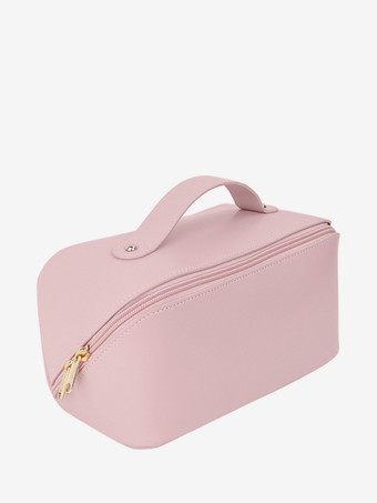 ピンク大容量スクエアコスメバッグ ポータブルトイレタリー収納バッグ 女性用 2025