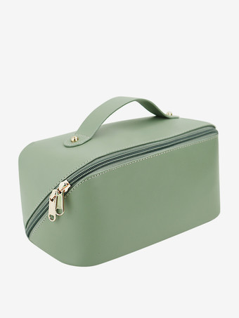 グリーン 大容量スクエアコスメバッグ ポータブルトイレタリー収納バッグ 女性用 2025