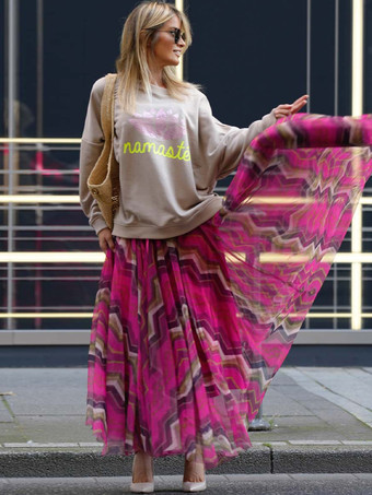 波型ストライプのメッシュスカート 流れるようなロングスカート レディース 2025