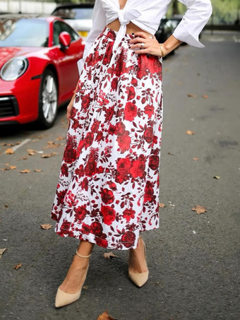 エレガントな花柄ロングスカート ヴィンテージ Aラインスカート レディース 2026