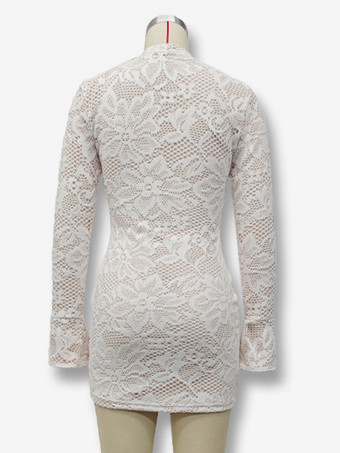 ミニレースドレス、カットアウト、長袖、ハイネック、セクシー、ボディコン、クラブドレス、レディース 2025