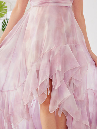 Gradient Party Dress High-low Design Ruffles Long Slip Dress For Women 2025