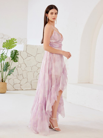 Gradient Party Dress High-low Design Ruffles Long Slip Dress For Women 2025