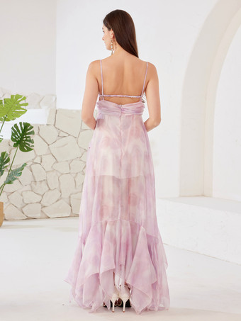 Gradient Party Dress High-low Design Ruffles Long Slip Dress For Women 2025