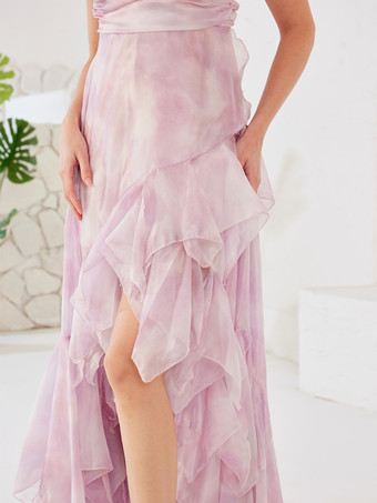 Gradient Party Dress High-low Design Ruffles Long Slip Dress For Women 2025