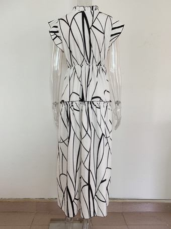 花柄ドレス Vネック フリル袖 夏用ロングドレス レディース 2025