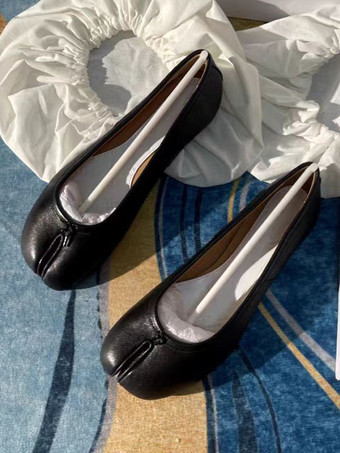 ブラック レディース バレエ フラット デザイン トゥ スリップオン フラット パンプス