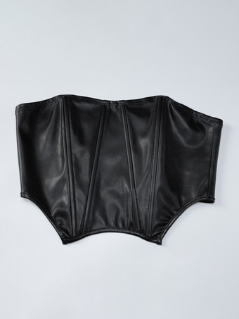 フェイクレザーの2点セット チューブトップとミニスカートの夏服 2025年女性用