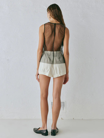 フラワーシアートップ ロングスリーブ メッシュ セクシークラブウェア レディース 2025