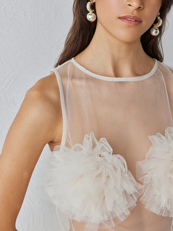 フラワーシアートップ ロングスリーブ メッシュ セクシークラブウェア レディース 2025