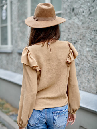 フリルブラウス 春 リラックスフィット 長袖トップス レディース 2025