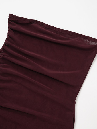 バーガンディ チューブトップ アシンメトリー フリル ヘム セクシー クラブウェア レディース 2025