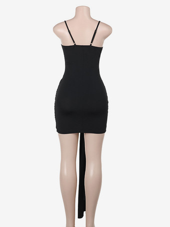 ブラック ボディコン ミニドレス セクシー クラブ ストラップ ドレス レディース 2025